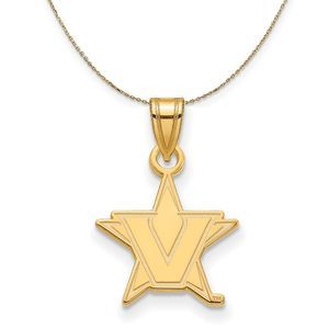 14k Yellow Gold Vanderbilt U. Small Initial V Necklace - 24 Inch